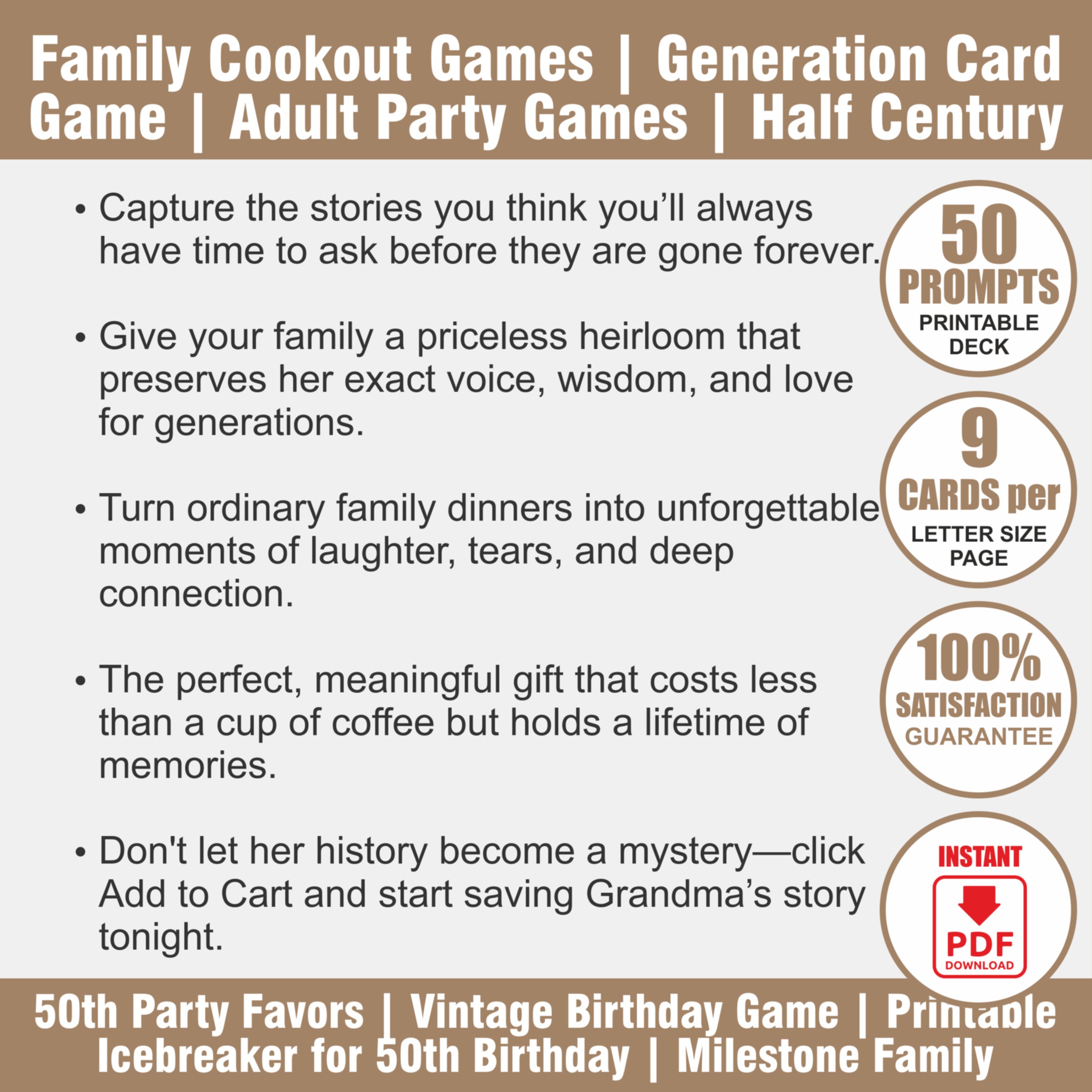 50th Birthday Games | Golden Birthday Game | Family Get Together Activity | Fifty and Fabulous - View 2